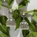 Sheesha Work Silver Jhumkas