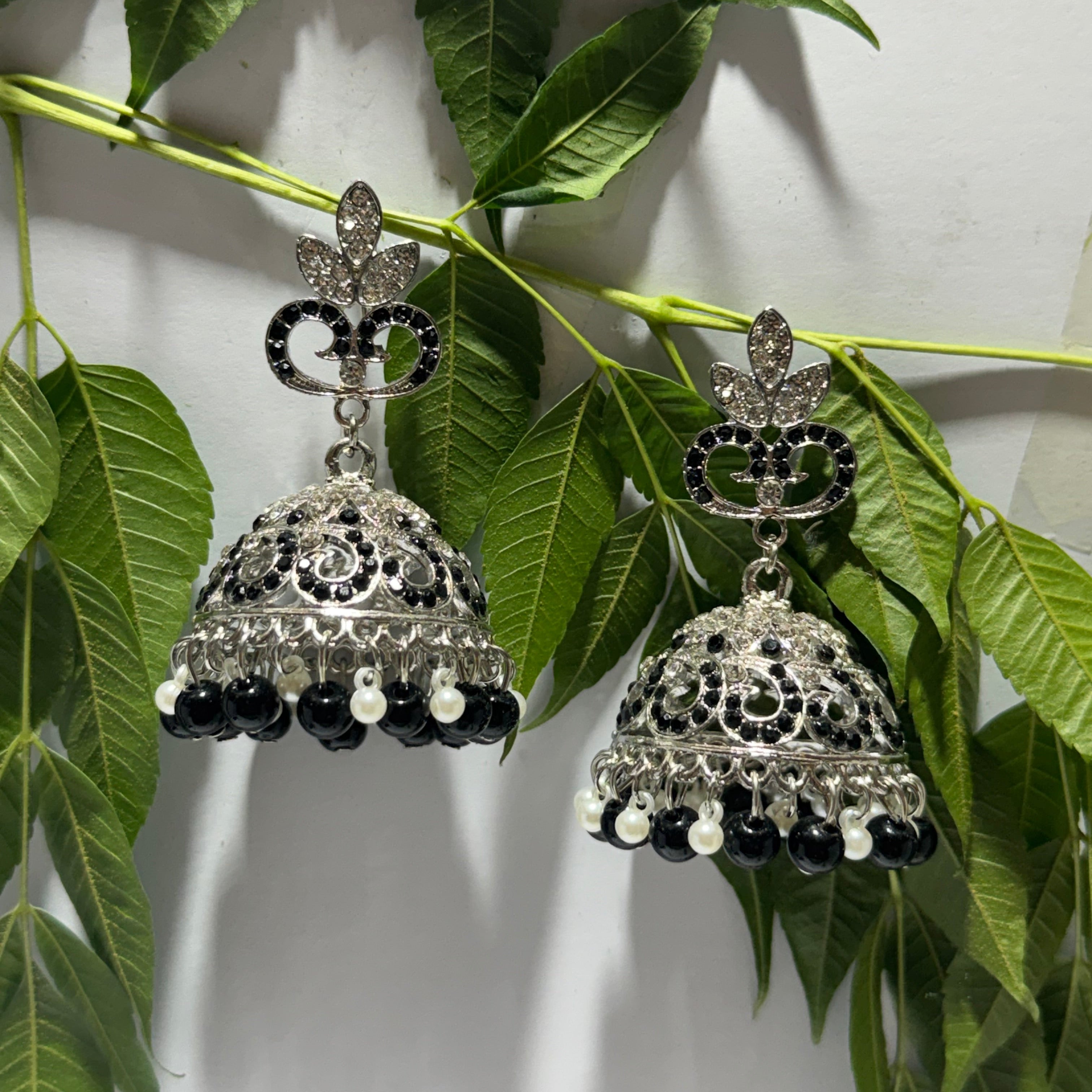 Rivaayat Pearl & Black Jhumkas