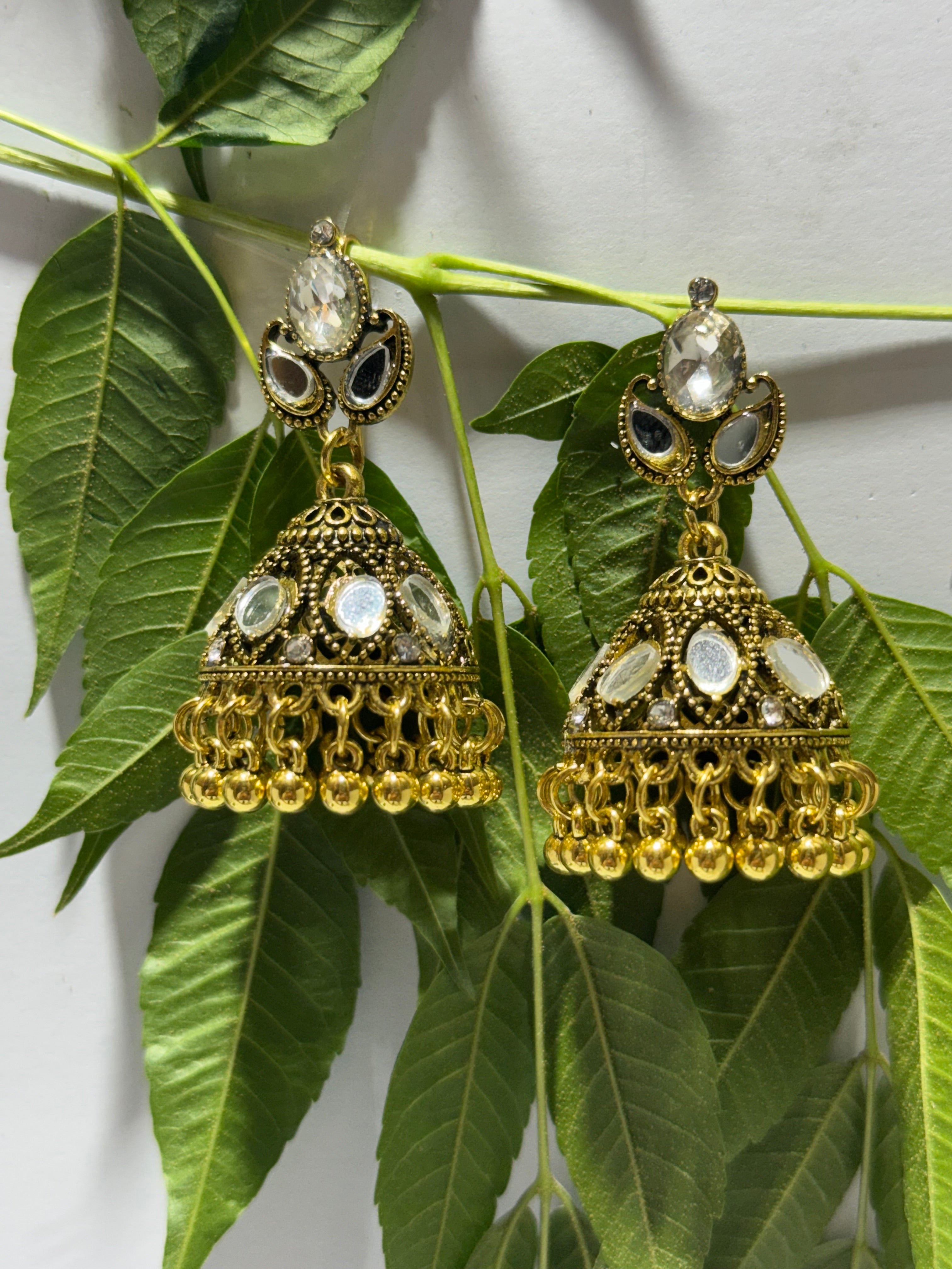 Majestic Mirror-Work Jhumkas