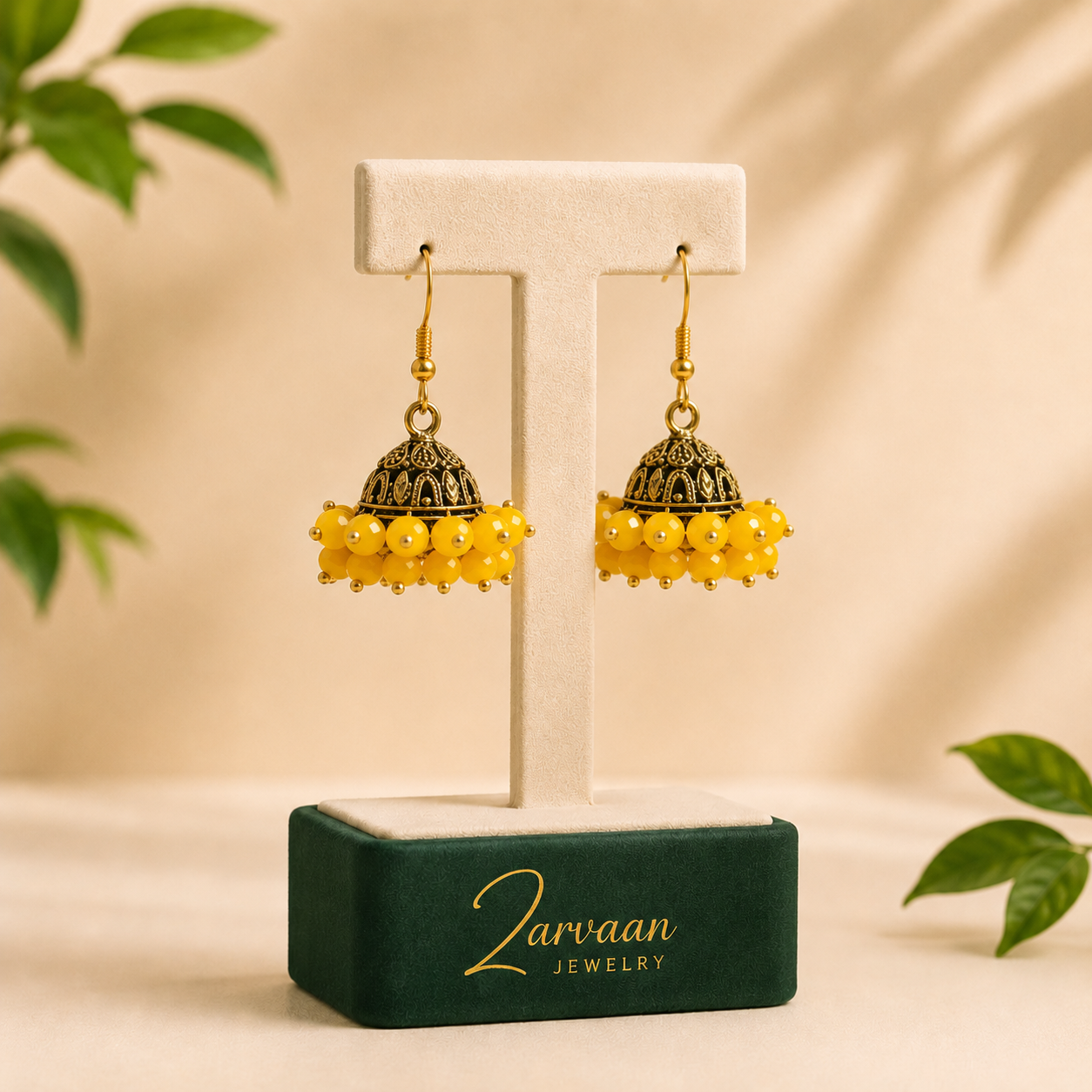 Sunshine Bloom Crystal Jhumkas