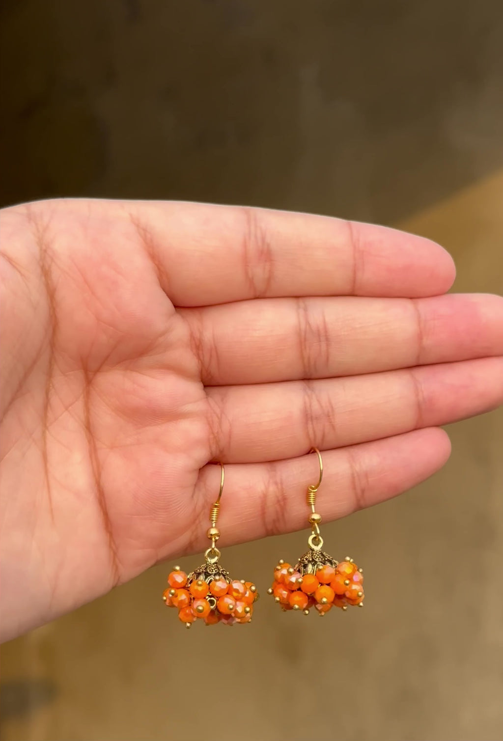 Sunset Amber Crystal Jhumkas