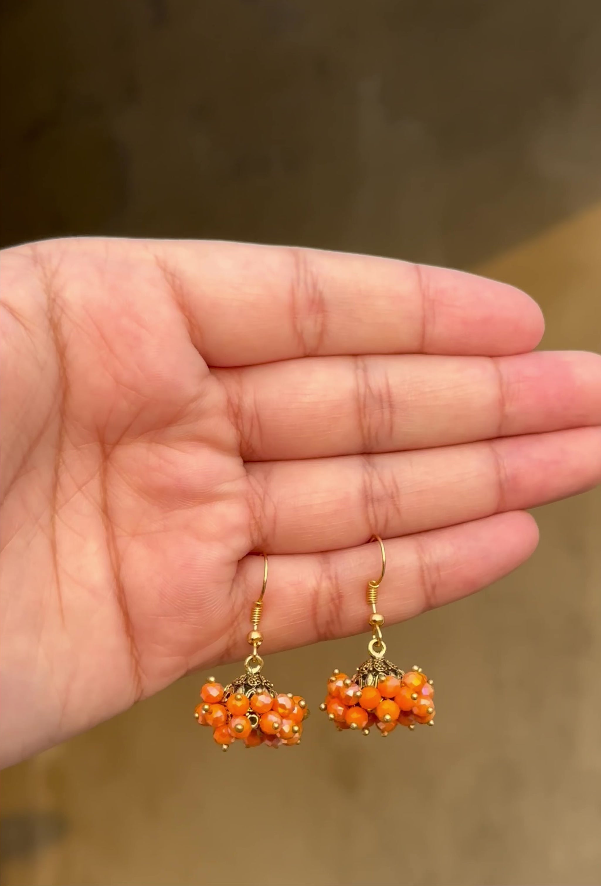 Sunset Amber Crystal Jhumkas