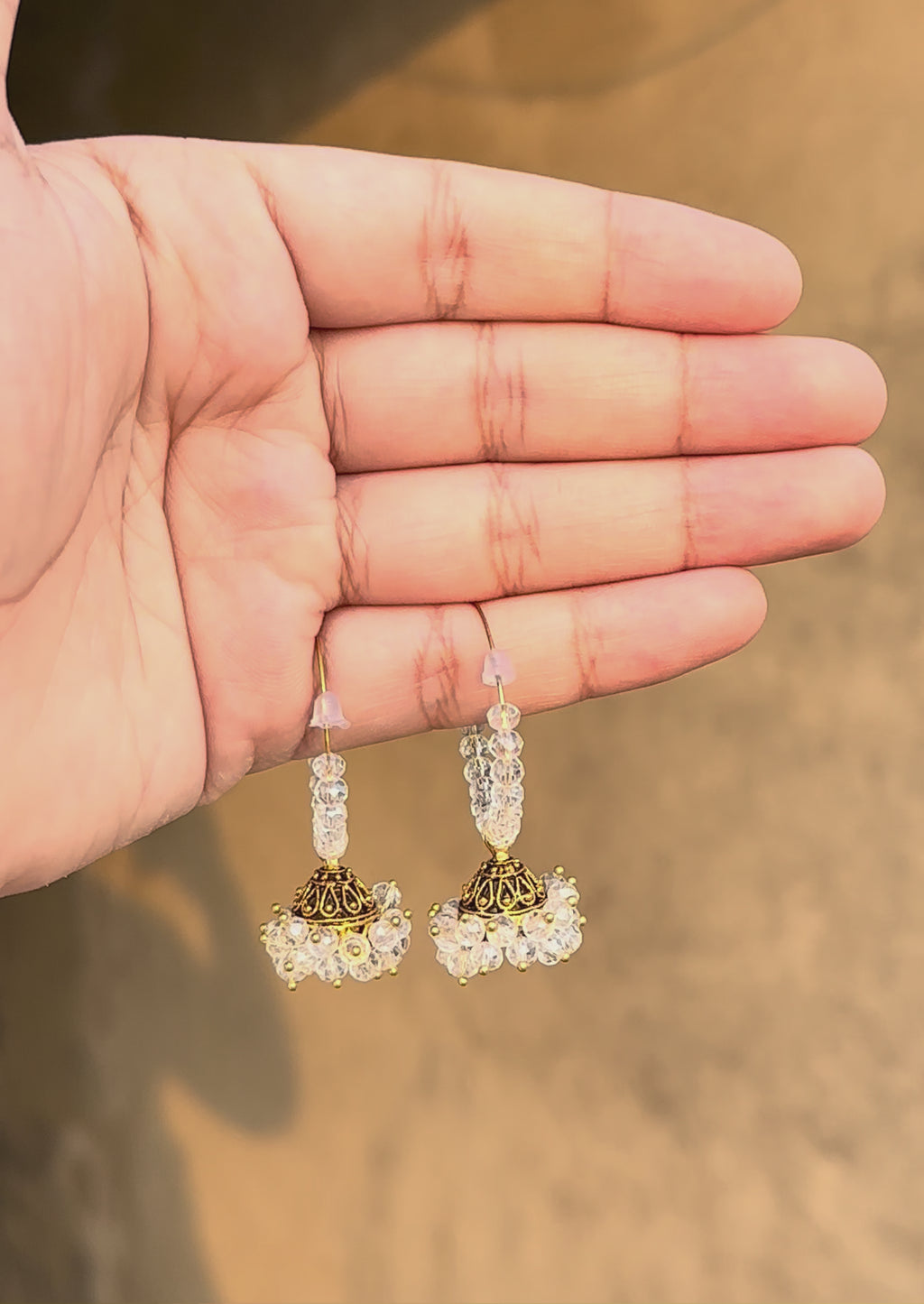 Moonlight Crystal Jhumka Hoops