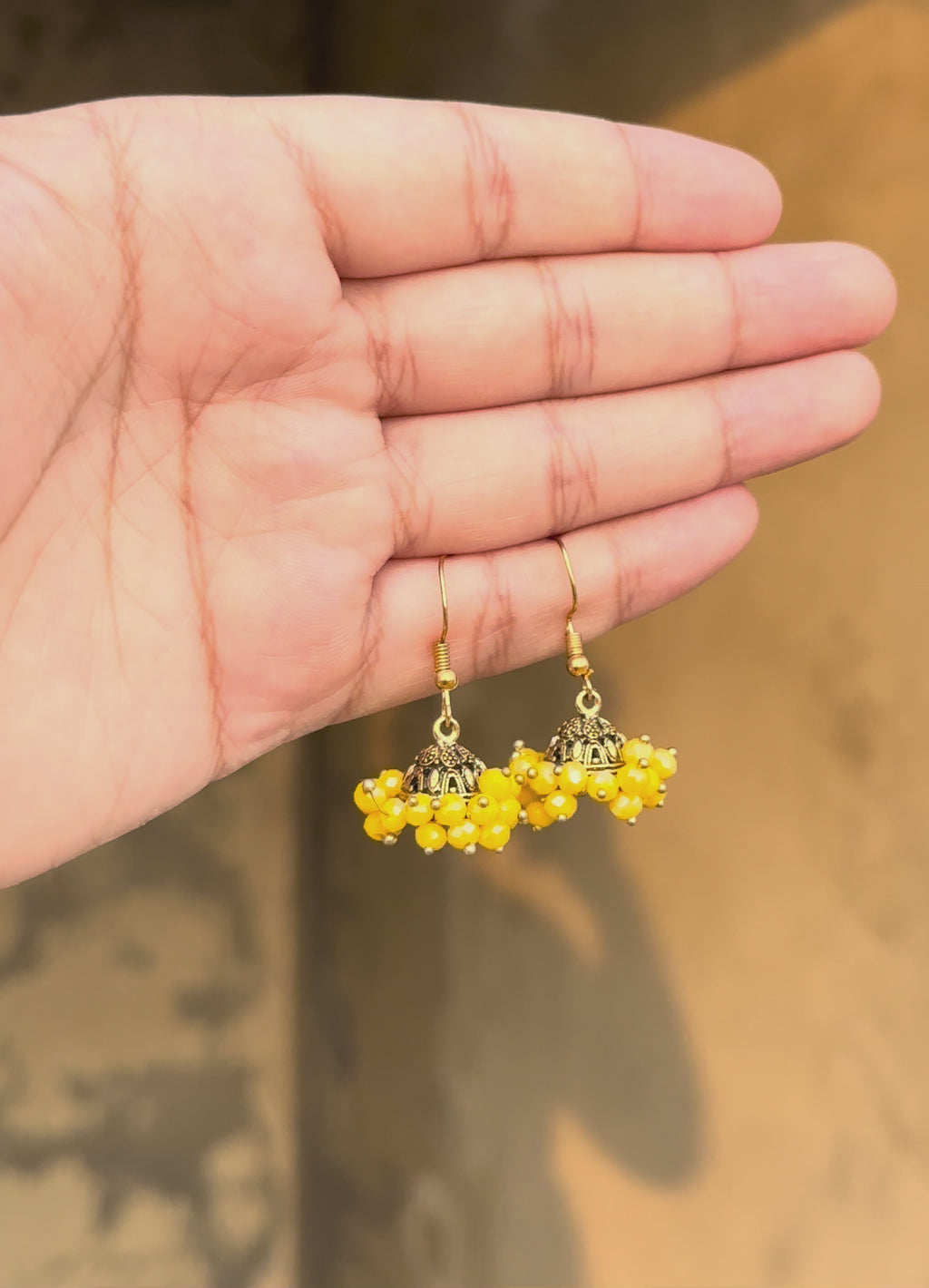 Sunshine Bloom Crystal Jhumkas