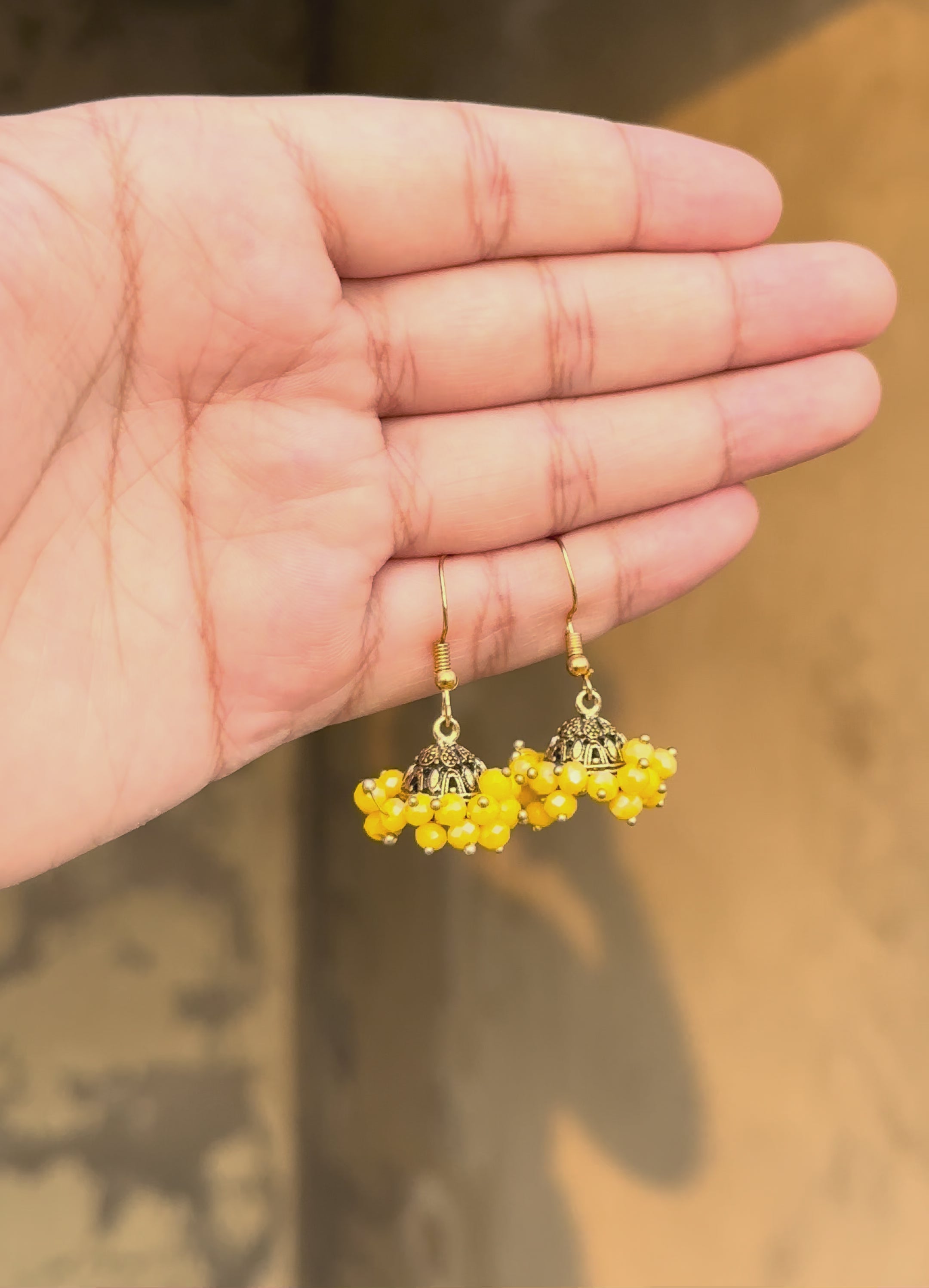 Sunshine Bloom Crystal Jhumkas