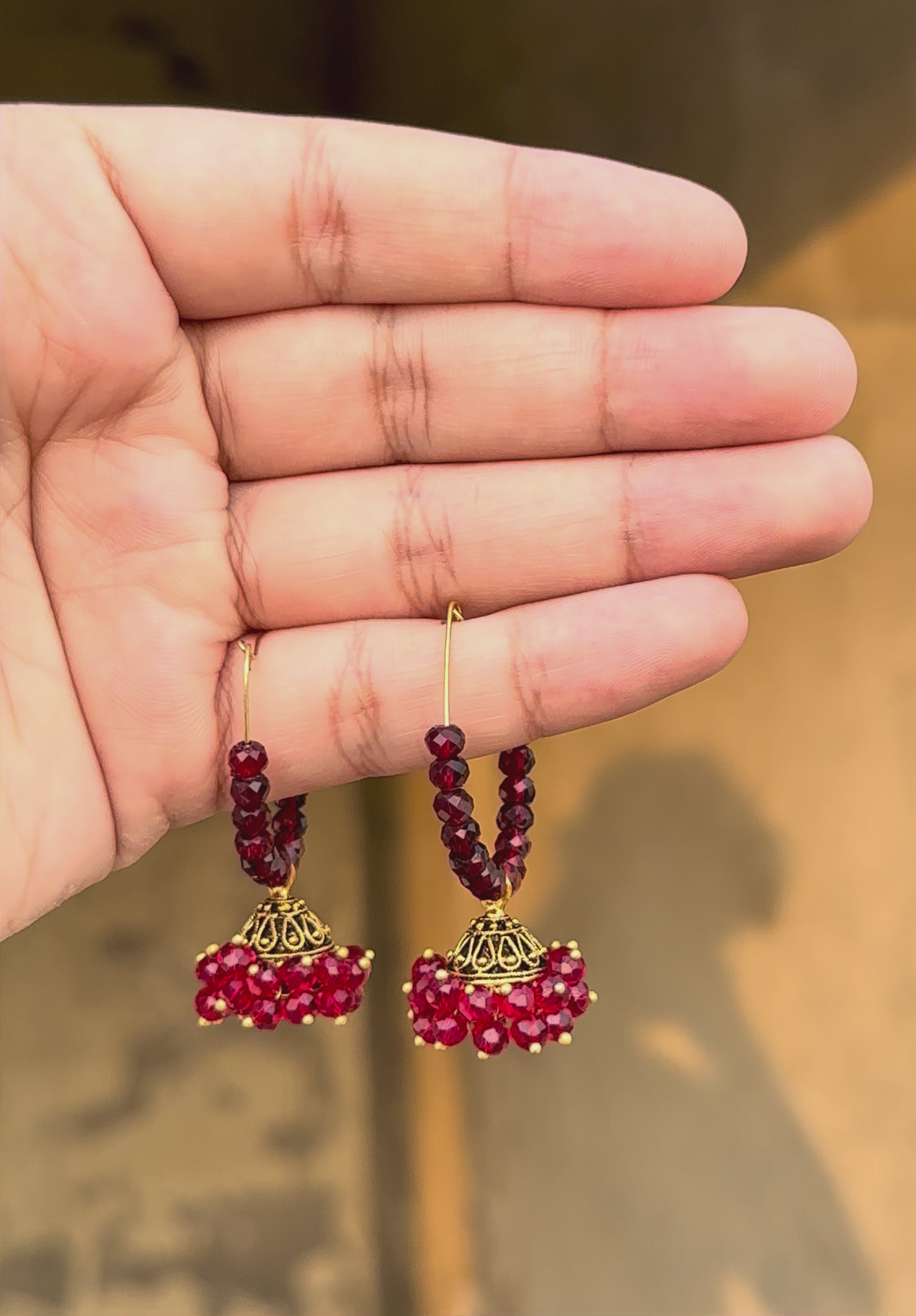 Ruby Royale Crystal Jhumka Hoops